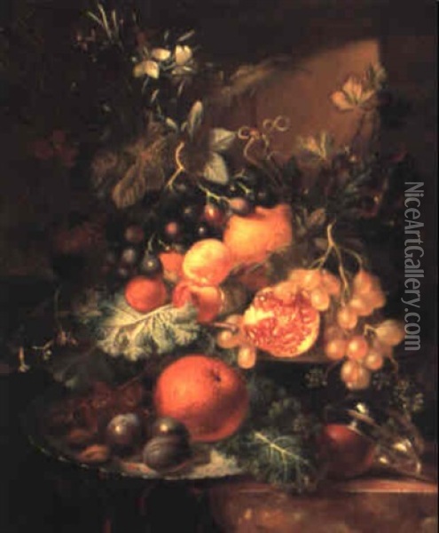A Still Life With Fruit Oil Painting - Albertus Steenbergen