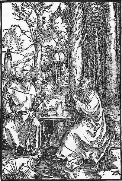 The Hermits St Anthony and St Paul Oil Painting - Albrecht Durer