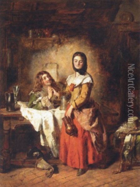 A Cavalier In Love Oil Painting - Daniel Pasmore the Younger