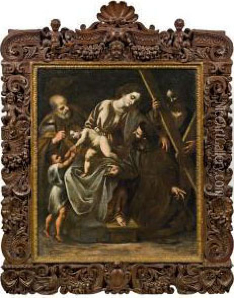 Heilige Familie Mit Hl. Franziskus Und Hl. Andreas Oil Painting - Alessandro Turchi