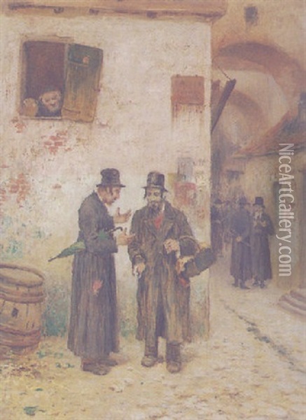 A Stroll In Town Oil Painting - Frans Wilhelm Odelmark