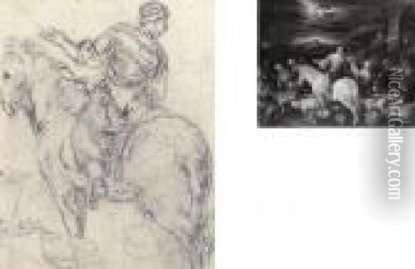 A Woman On A Horse Oil Painting - Jacopo Bassano (Jacopo da Ponte)