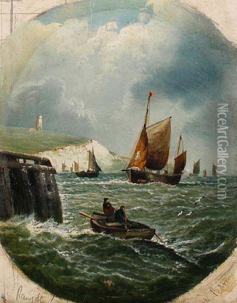 Off Ramsgate; Off The Dover Coast Oil Painting - William Broome Of Ramsgate