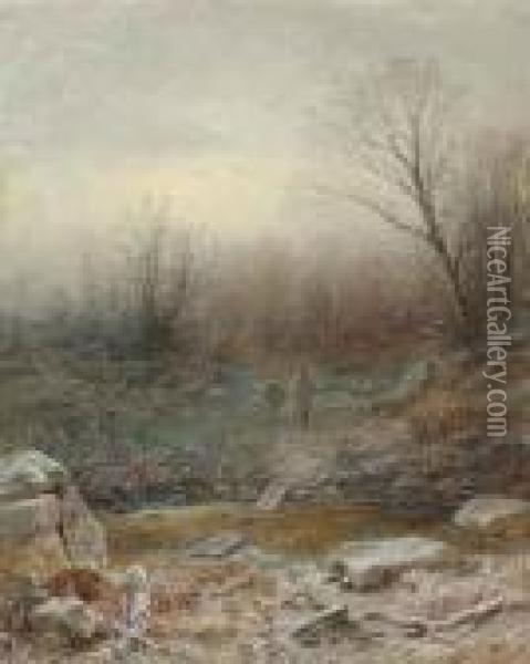 Figures In A Winter Landscape Oil Painting - George Henry Boughton