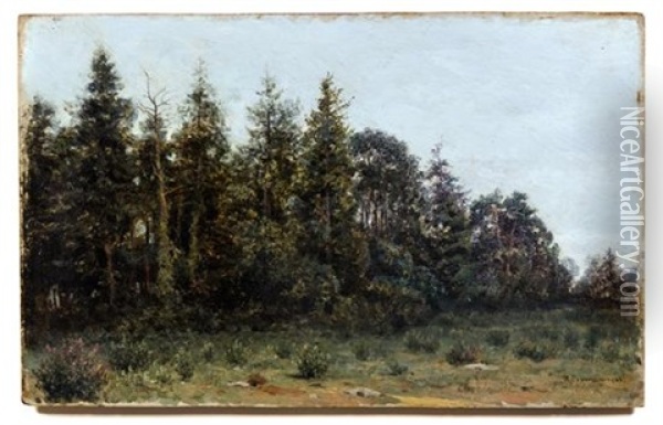Wooded Landscape Oil Painting - Illarion Mikhailovch Pryanishnikov
