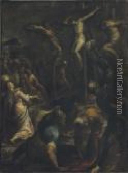 Crocefissione Oil Painting - Acopo D'Antonio Negretti (see Palma Giovane)