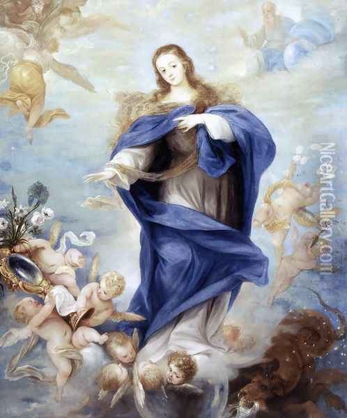 Immaculate Conception 1663 Oil Painting - Juan Antonio Frias y Escalante