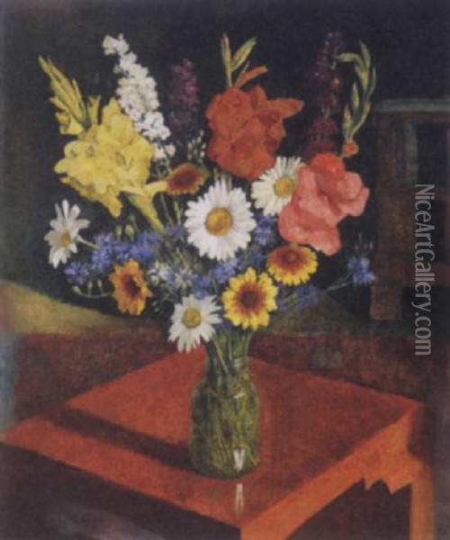 Viragcsendelet (still Life Of Flowers) Oil Painting - Endre Hegedues