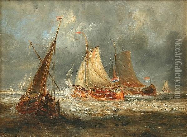 Dutch Fishing Boats Oil Painting - William Joseph Caesar Julius Bond