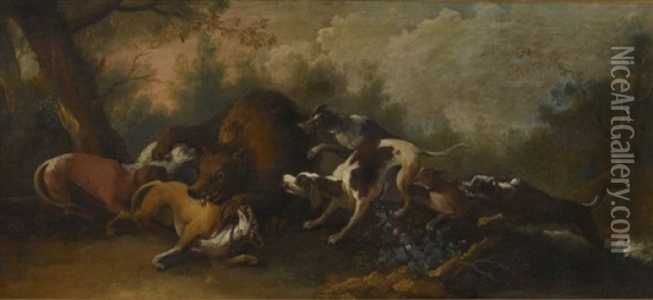 Barenhatz Oil Painting - Johann Elias Ridinger
