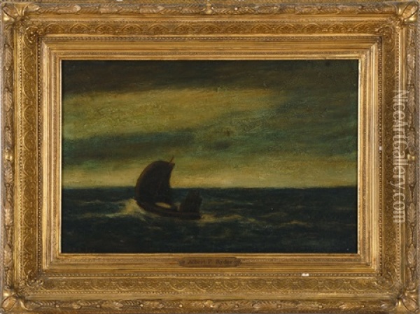 Marine - Boat At Sea Oil Painting - Albert Pinkham Ryder