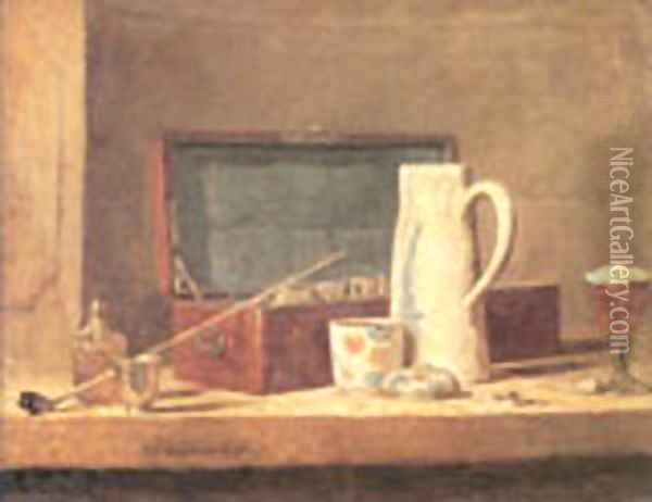 The Smokers Case 1737 Oil Painting - Jean-Baptiste-Simeon Chardin