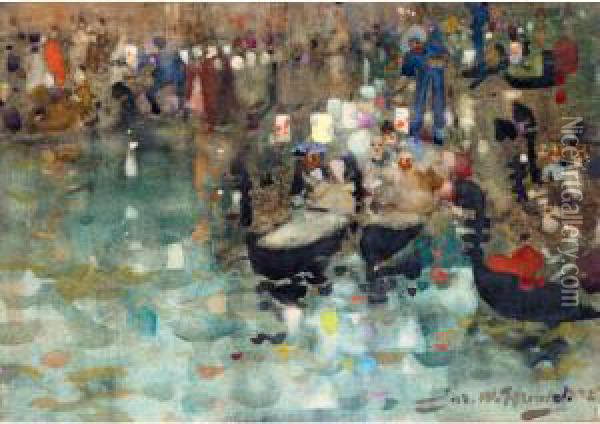 Venetian Gondoliers Oil Painting - James Watterston Herald