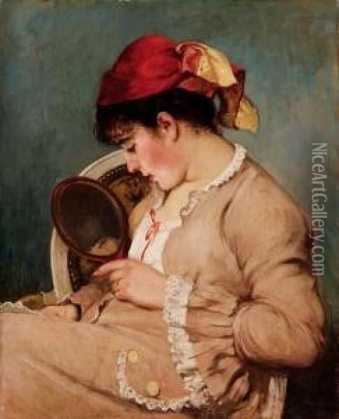 Donna Allo Specchio Oil Painting - Gustave Colin