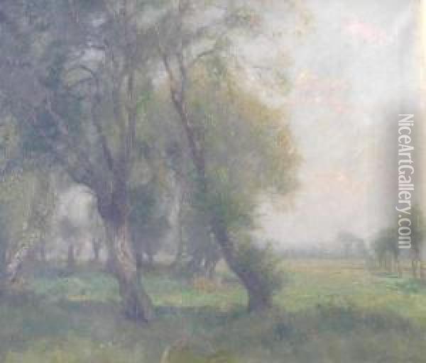 Landscape With Trees Oil Painting - Henry Mitton Wilson