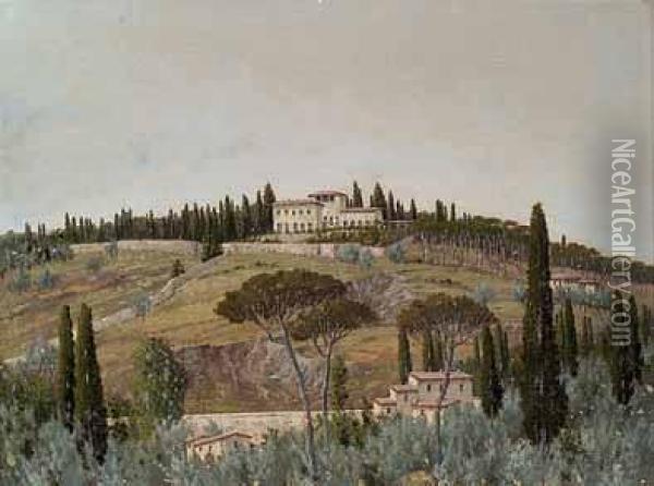 Veduta Di Villa Toscana Oil Painting - Giacomo Albertolli