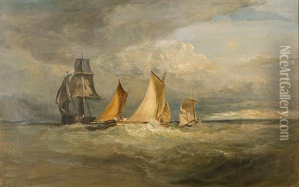 Shipping In High Seas Oil Painting - Alfred Priest