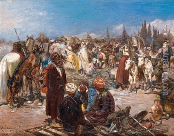 Scene De Marche En Orient Oil Painting - Heinrich Maria Staackmann