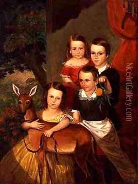 Portrait of the Jones Children of Galveston Oil Painting - Thomas Flintoff
