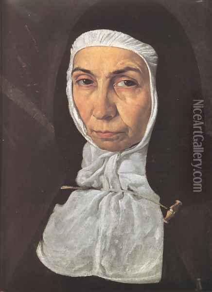Mother Jerónima de la Fuente [detail] Oil Painting - Diego Rodriguez de Silva y Velazquez