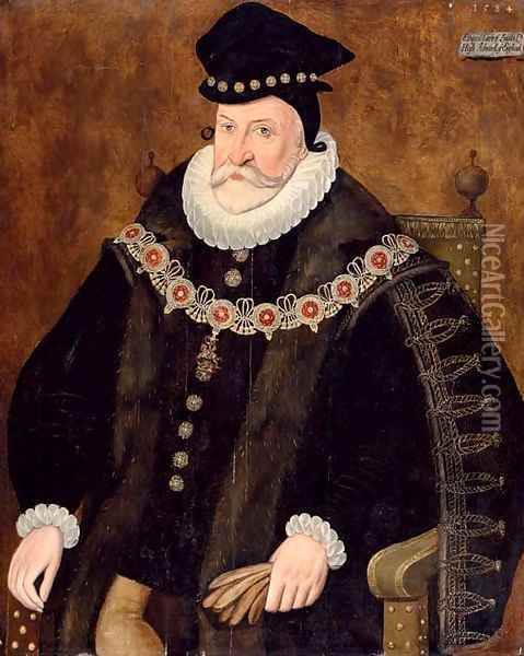 Portrait of Edward Clinton, 1st Earl of Lincoln (1512-1585) Oil Painting - English School