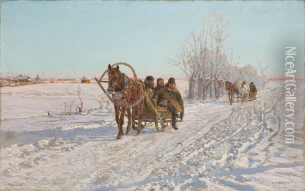 Winter Oil Painting - Michael Gorstkin-Wywiorski