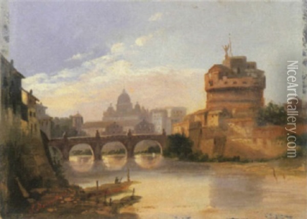 Roma A Castel Sant'angelo Oil Painting - Stefano Donadoni