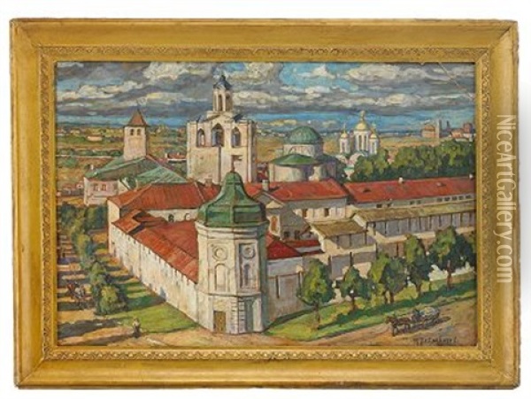 Monastery Oil Painting - Petr Ivanovich Petrovichev