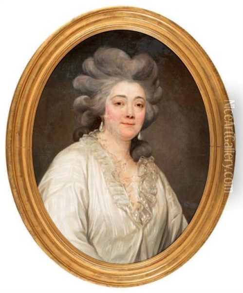 Portrait De Femme A La Chemise Blanche Oil Painting - Joseph-Siffred Duplessis