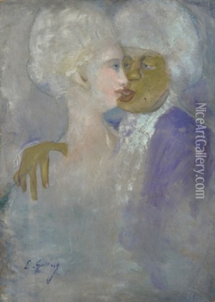 The Mulatto And The Lilly White Woman Oil Painting - Lajos Gulacsy