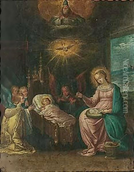 The Adoration Of The Christ Child Oil Painting - Cornelis de Baellieur