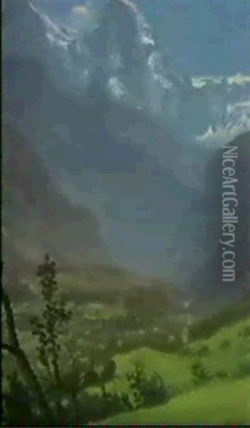 Twin Peaks, Rockies Oil Painting - Albert Bierstadt