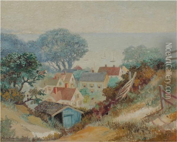 Vilage Scene At Bay Of Cape Ann Oil Painting - Chester K. Van Nortwick