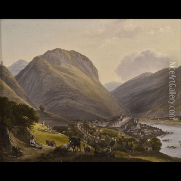 Valle D'adige In Sud Tirol Oil Painting - Gustav Barbarini