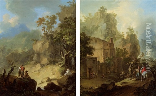 Rheinische Landschaften (pair) Oil Painting - Franz de Paula Ferg