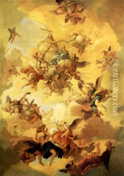 The Coronation Of The Virgin Oil Painting - Carlo Innocenzo Carlone