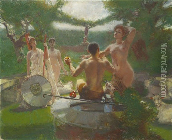 Kraft Und List Oil Painting - Albert von Keller