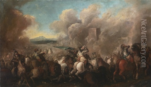 The Battle Of Podhajce Oil Painting - Jacques Courtois
