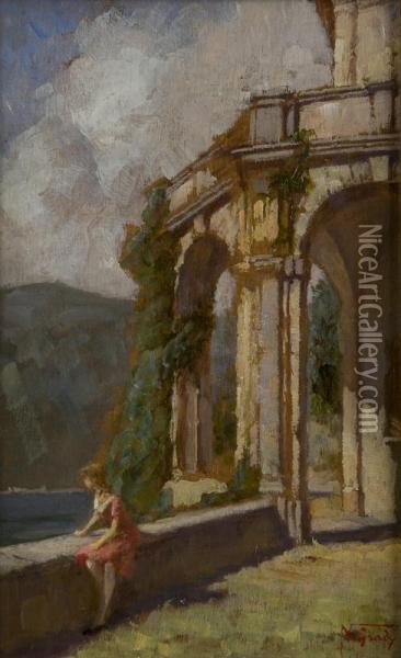 Giovane Donna In Riva Al Lago Oil Painting - Napoleone Luigi Grady