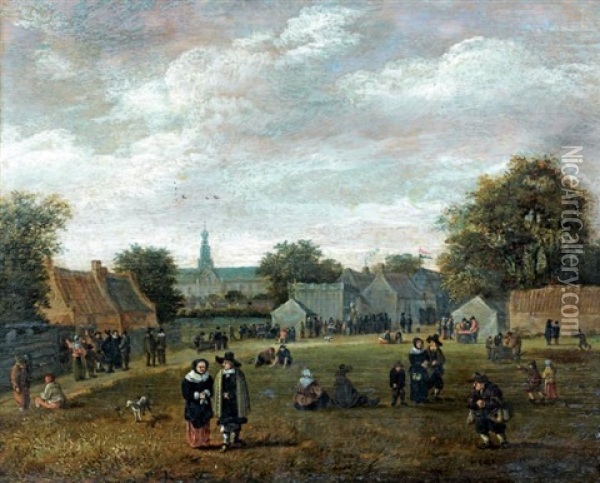 Promeneurs Dans Un Parc A Haarlem Oil Painting - Gillis Rombouts