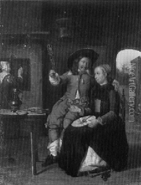 Merry Couple In The Inn Oil Painting - Gabriel Metsu