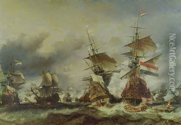 The Battle of Texel Oil Painting - Eugene Isabey