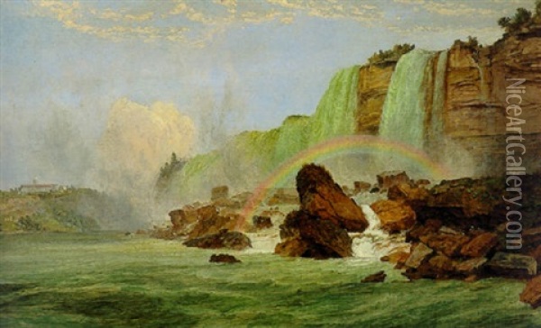 Niagara Falls With View Of Clifton House Oil Painting - Jasper Francis Cropsey