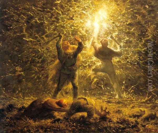 Hunting Birds at Night Oil Painting - Jean-Francois Millet
