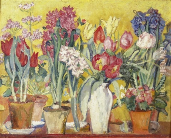 Blumen Auf Der Fensterbrustung Oil Painting - Anna Babberger-Tobler