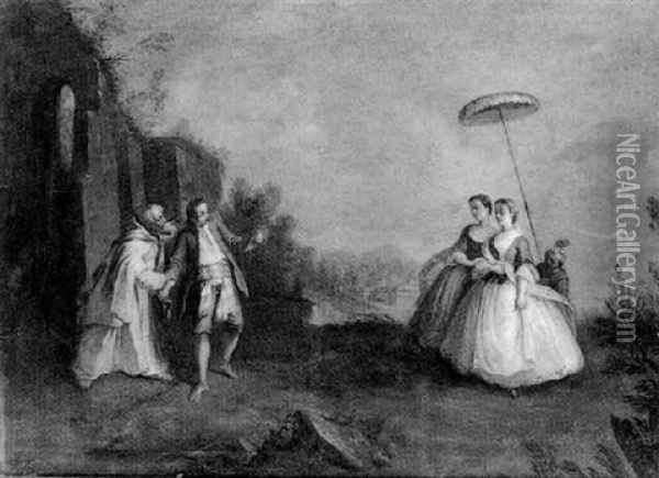 Les Oies Du Frere Philippe (les Contes De La Fontaine, Livre Iii, Conte Iii) Oil Painting - Nicolas Lancret