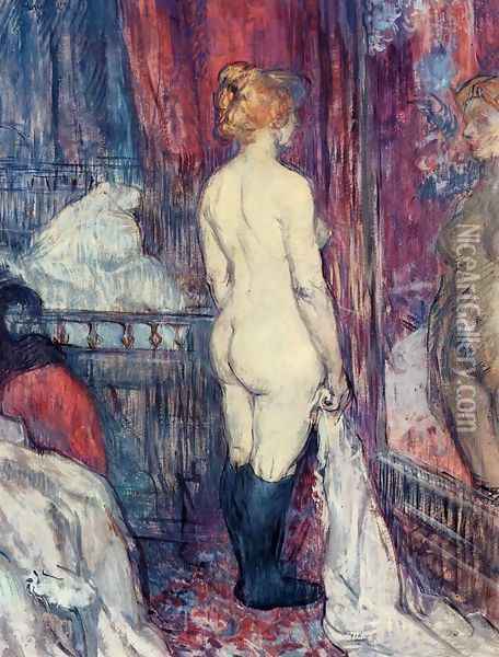 Nude Standing before a Mirror Oil Painting - Henri De Toulouse-Lautrec