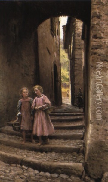 Off To Market Oil Painting - Enrico Crespi