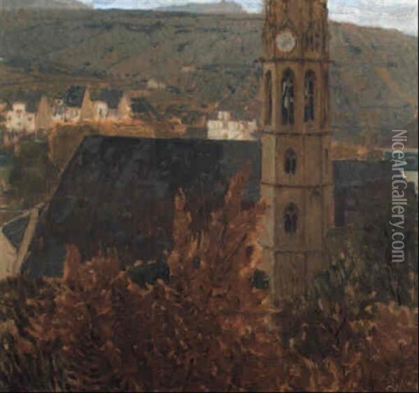 Heiligenst,tter Pfarrkirche Im Herbst Oil Painting - Carl Moll