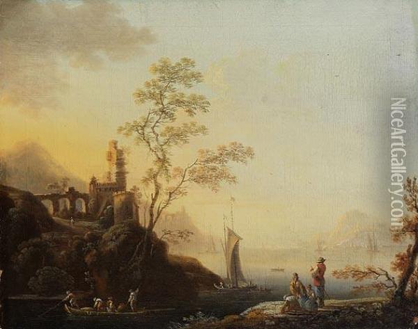 Zugeschrieben - Sudliche Ideallandschaft Oil Painting - Claude-joseph Vernet